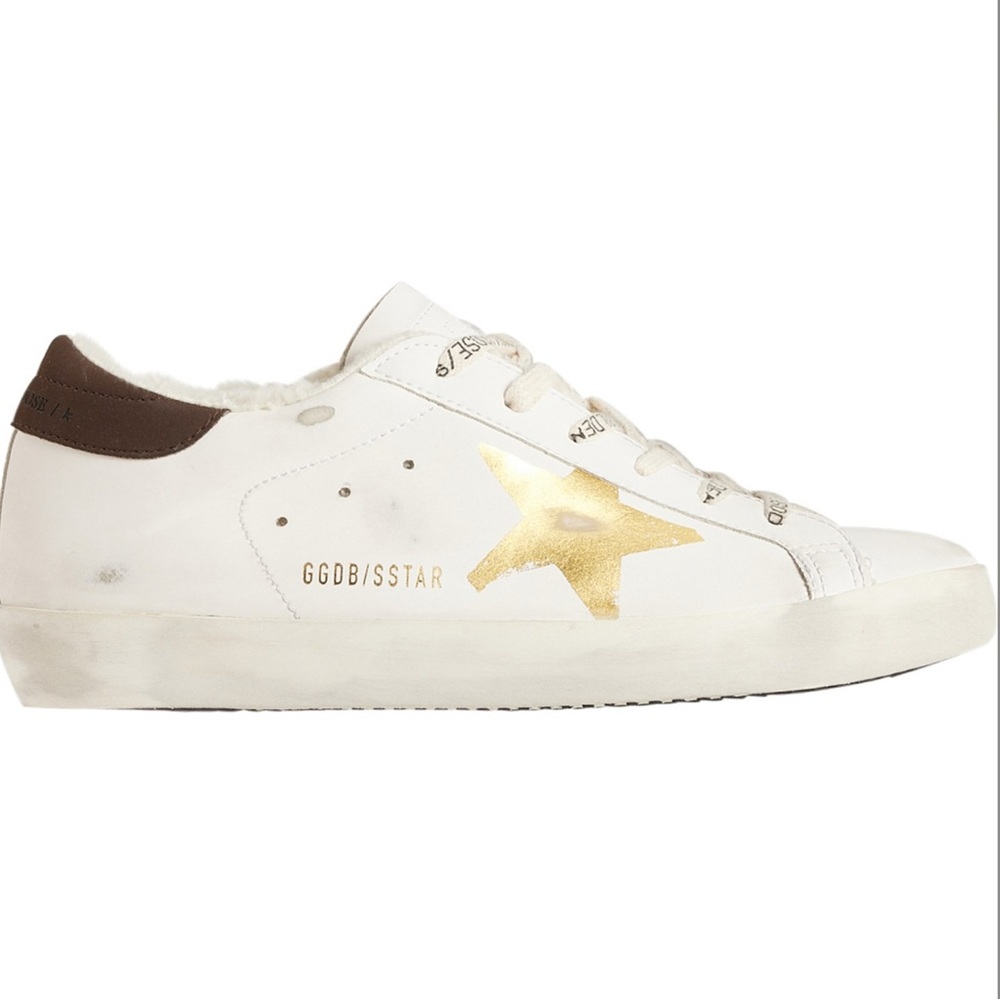 NEW in BOX Golden Goose Women's White and Gold Sneakers